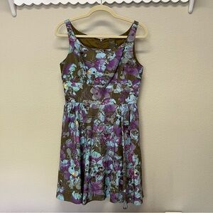 Taylor Purple and Green Fit and Flare Dress